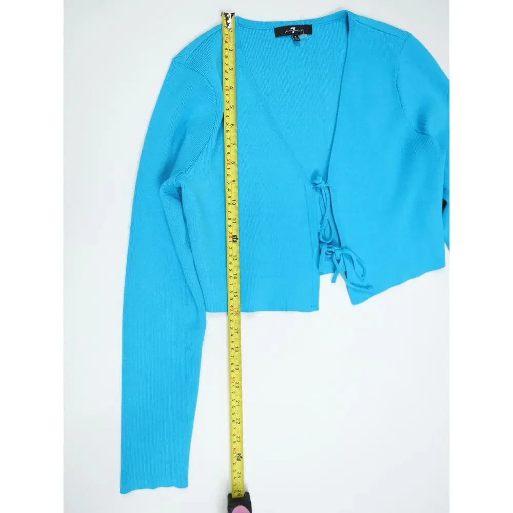NWT Turquoise Knit Two-Piece Skirt Tie Front Cardigan Midi Skirt Resort Coastal
